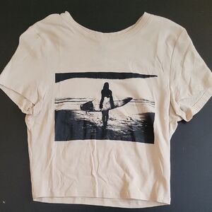 H&M Cream Graphic Print Short Sleeve Top